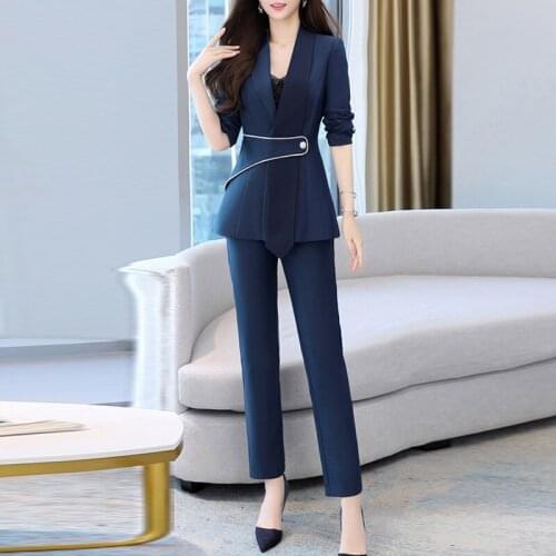 Spring Autumn Streetwear Womens Set Design Blazer And Pencil Pants Suit Office Lady Casual Two Piece Set Fashion Outfits