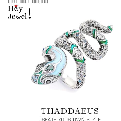 Open-end Blue Snake Pave Ring,Europe Myth Jungle Bohemia Fashion Good Jewerly For Women,2020 New Gift In 925 Sterling Silver