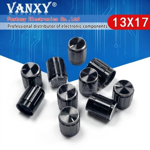 10pcs 13*17mm aluminum alloy potentiometer 13*17 knob rotation switch volume control knob black