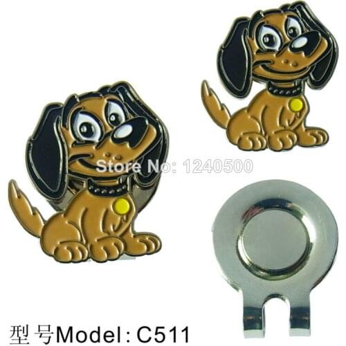 2pcs/lot Cute puppy Golf Marker with Magnetic Golf Hat Clip Golf Accessories, Wholesale Price, Drop Ship