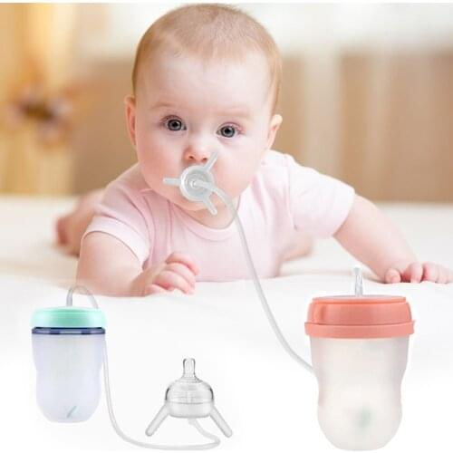 250ml Baby Bottle Kids Cup Silicone Sippy Children Training Cute Baby Drinking Water Straw Feeding Bottle Hands-free Bottle