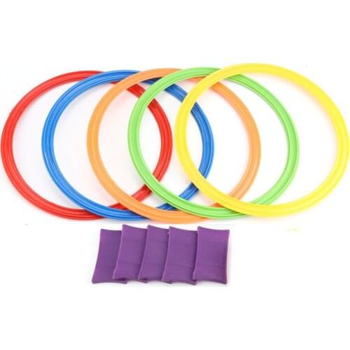 5Pcs/Set Kids Training Props Hoop Ring Toss Plastic Ring Toss Quoits Garden Game Pool Toy Outdoor Fun Set Children Fitness Toys