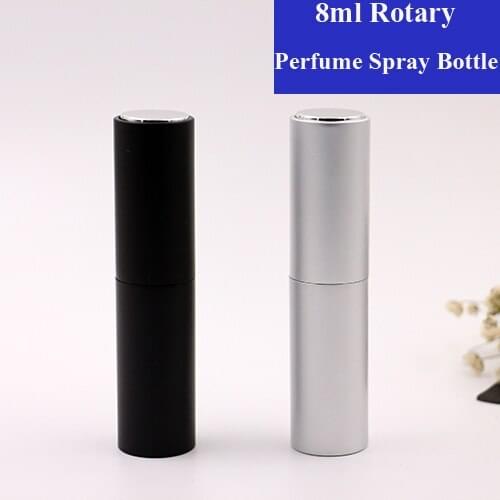 8ml 1/2/5/10pcs Perfume Refillable Bottle Aluminium Body Empty Spining Spray Dispenser Portable Travel Rotary Refillable Bottle