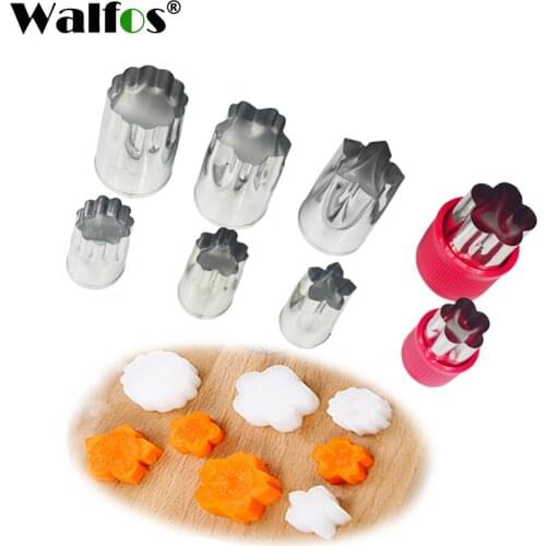 Walfos 8 Pieces Stainless Steel Flower Star Shape Vegetable Fruit Cutter Mold Cake Cookies Cutting Shape Cake Baking Tools