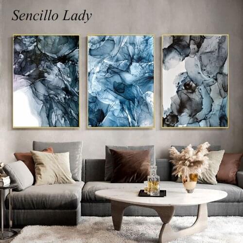 Ink Flowing Abstract Canvas Painting Contemporary Art Poster and Print Simplicity Wall Picture Nordic Modern Home Decoration