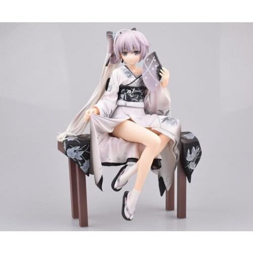 Anime Kasugano Fan Sora Kimono Girl Yukata Sitting Position PVC Action Figure Model Adult Collection Toys