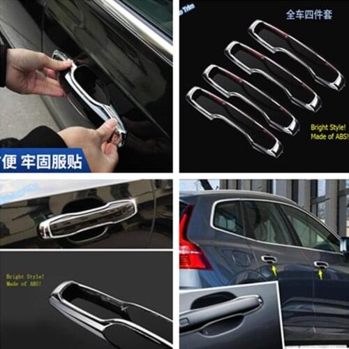 Lapetus Auto Styling Outside Door Pull Handle Protection Kit Cover Trim Fit For VOLVO XC60 2018 2019 2020 / Chrome Look