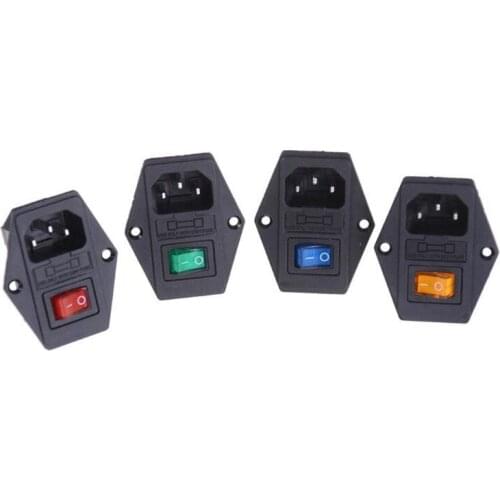 Free Shipping 1pcs Hot 10A 250V Inlet Module Plug Fuse Switch Male Power Socket 3 Pin/4pin IEC320 C14 New