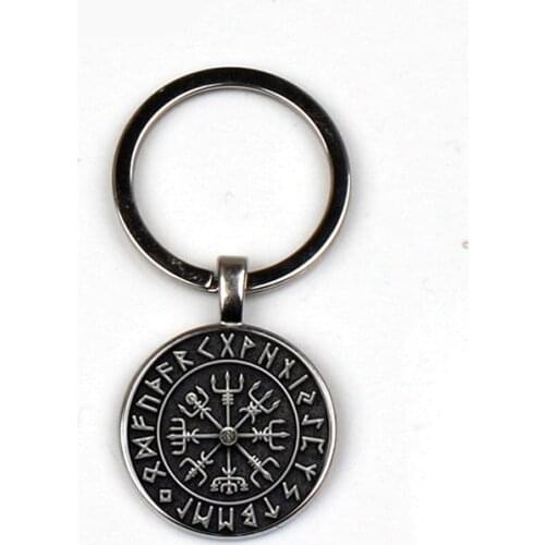 Fashion Vegvisir Viking Compass Keychain Retro Cabin Jewelry Glass Bag Charm Car Keyrings Men women keychains the best love Gift