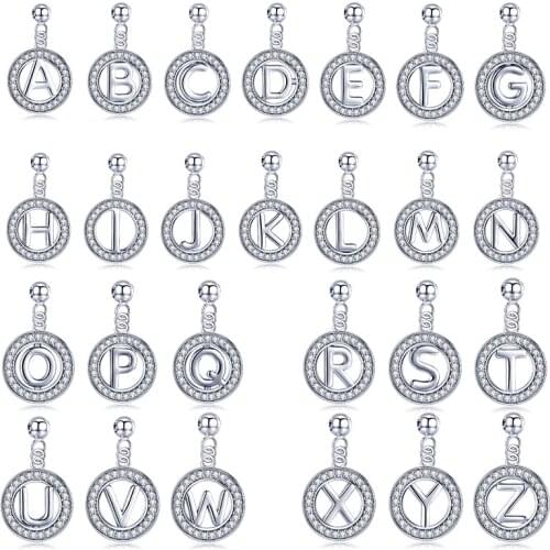 BAMOER Hot Sale 100% 925 Sterling Silver Vintage A to Z Alphabet Letter Beads Fit Charm Bracelets & Necklaces DIY Jewelry BSP001