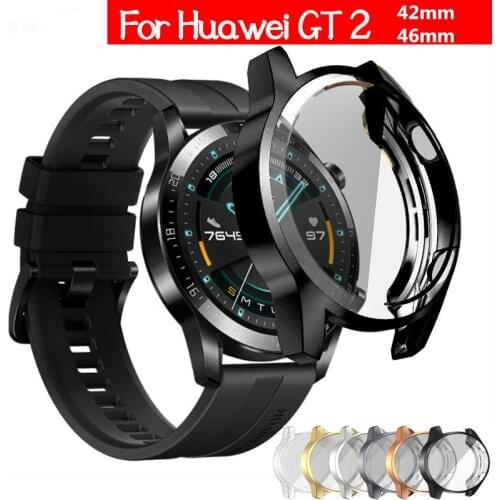 TPU Case for Huawei watch GT 2 46mm strap band Watch GT2 / GT2e 42 mm soft Plated All-Around Screen Protector cover bumper Cases
