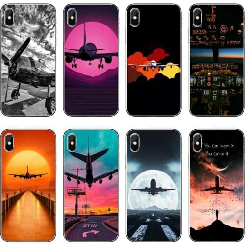 Aircraft Plane Airplane Transparent Phone Case For iPhone 12 11 Pro Max Mini XS Max XR X 8 7 Plus 6 6S Plus 5 5S SE 2020