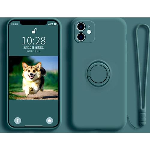 Luxury Soft Silicone Case For iPhone 12 11 Pro Max XS X XR 8 7 6 6S Plus iPhone11 8Plus 7Plus Phone Cover With Metal Ring Holder