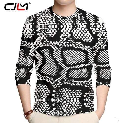 CJLM Full Body 3D Printing Snake Skin Long Sleeve T-shirt Cool Loose Fashion Long Sleeve T-Shirt Mens Snake Long Sleeve Top 5XL
