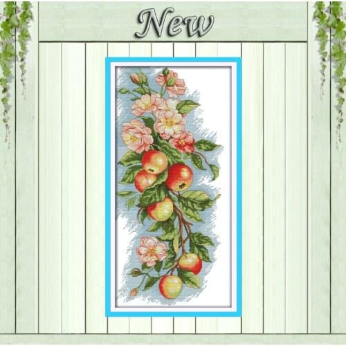 Flowers and apples diy decor painting counted print on canvas DMC 14CT 11CT Chinese Cross Stitch Needlework Sets Embroidery kits