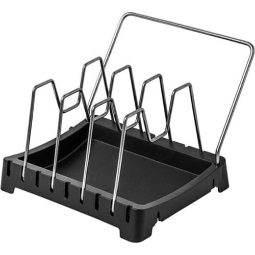 Home Adjustable Drying Pan Pot Rack Cover Anti-fall Metal Lid Rest Stand Holder