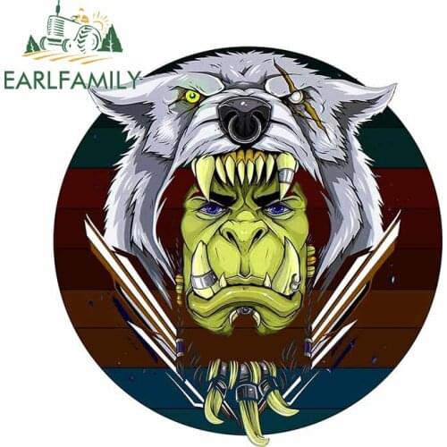 EARLFAMILY 13cm x 12.3cm for American Indian Orcs Artwork Car Sticker Anime Animal Scratch-proof Decal Waterproof Decoration
