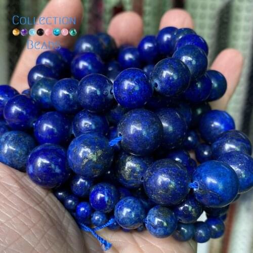 Natural Lapis Lazuli Stones Spacer Loose Round Beads For Jewelry Making 4-12 mm Diy Bracelets Accessories 15" Wholesale