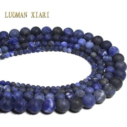 Wholesale Natural Dull Polish Sodalite Blue Stone Round Beads For Jewelry Making DIY Bracelet Necklace Material 4/6/8/10 mm 15"