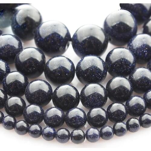 15"(38cm) Strand Round Natural Blue Sand Stone Rocks 4mm 6mm 8mm 10mm 12mm Beads for Jewelry Making DIY Bracelet Findings