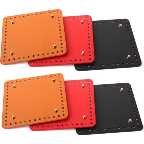 15cm Square Leather Bag Bottom DIY Handmade Bag Accessorie With Holes Rivet For Knitting Handbag Women Shoulder Crossbody Bag
