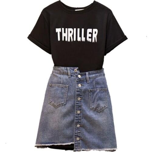 Summer Womens Tops Short Dress Two Piece Suit High Waist A-line Skirts Sets Korean Fashion School Casual Clothes Plus Size M-4X