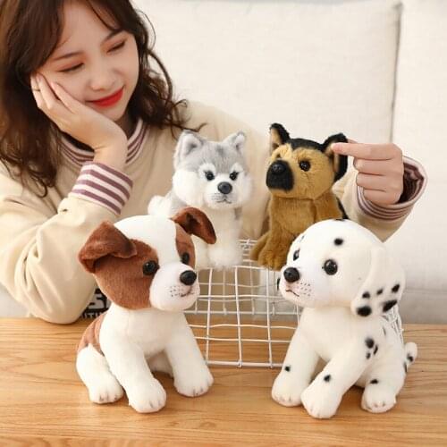Cute Dog Plush Toy Husky/Schnauzer/Pomeranian/Shepherd Dog Plush Stuffed Simulation Puppy Teddy Baby Doll Gifts for Children