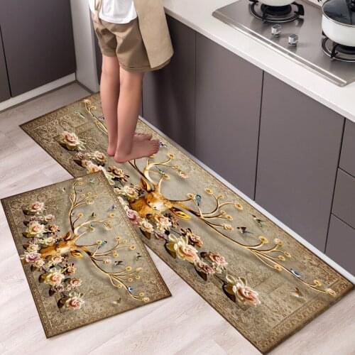 Fashionable Simple Nordic StyleWaterproof Kitchen Floor Mat Household Carpet Long Strip Door Mat Modern Home Decor