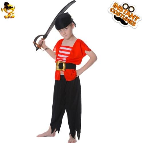 Boys Pirate Clothes Costume Halloween&Purim Party Cosplay Kids Red Pirate Costumes