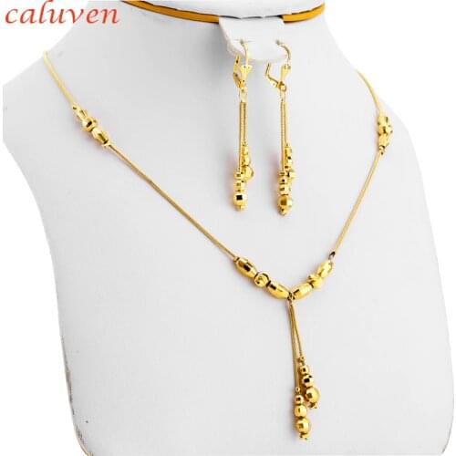 Small Beads Necklace Earrings for Women/Girls,Fashion Charms Ball Sets Gold Color,Ethioipian Jewelry African Indian Gift