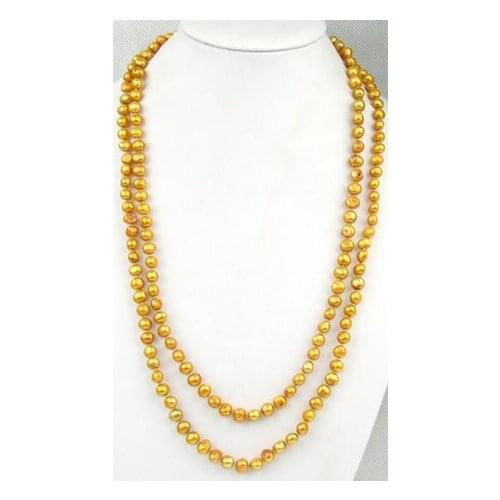 Unique Pearls jewellery Store Single 52'' Long 6-7mm Baroque Freshwater Pearl Necklace Fine Jewelry Charming Women Gift