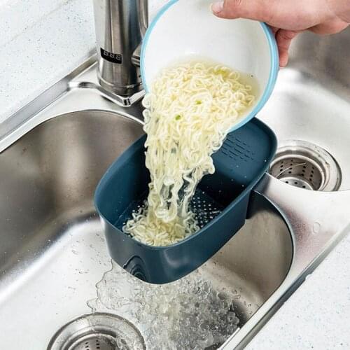 Portable Kitchen Sink Filter Strainer Drain Vegetable Fruit Drain Basket Suction Cup Sponge Holder Storage Rack Kitchen Tools