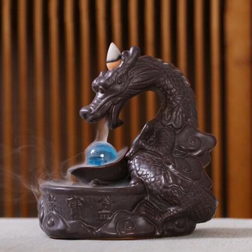 Lofty Mountains And Flowing Water Backflow Incense Burner Cerative Resin Smoke Waterfall Incense Sticks Holder