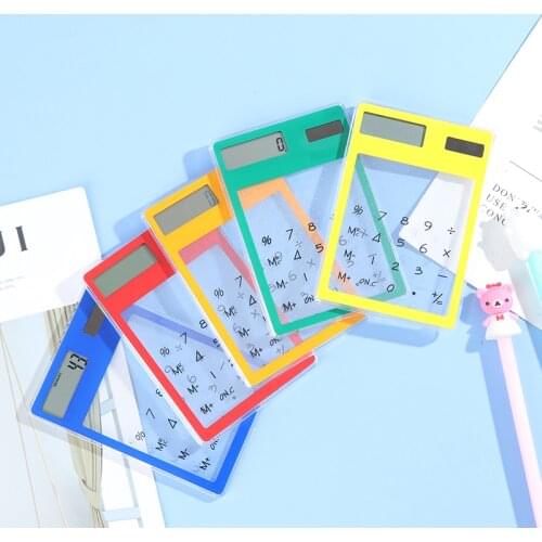 1Pc Transparent Cartoon 8-Digit Calculator Solar Energy Mini Portable Calculator