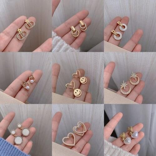 Earrings for women Gold Geometry rhinestone 2020 new Accessories piercings Unusual heart Pearl tiny drop boho earring cute Gift