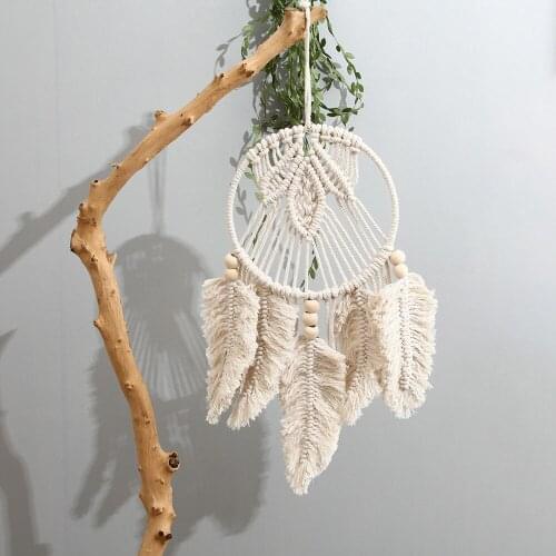 Nordic Leaves Dreamcatcher Macrame Tapestry Wall Hanging Bohemian Woven Kids Room Boho Decor Indian Mandala Hanging Decorations