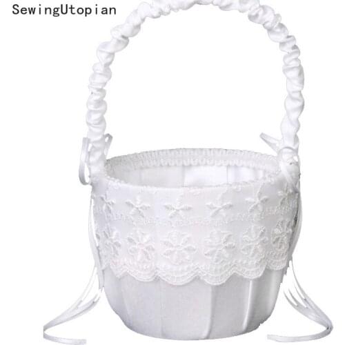Wedding Flower Storage Basket Lace Flower Lovely Ring Basket Flower Girl DIY Decorations Embellished Basket for Wedding