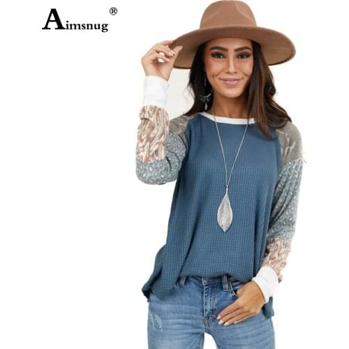 Trend 2020 Female T-Shirt Women Clothes Patchwork Casual Top Tees England Style Vintage Ladies Spring Autumn Shirt Chemise Femme