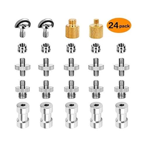 1/4 to 3/8 Converter Threaded Screws, Linseray 24 Pcs Tripod Camera Screws Adapter Converter Brass Screw Adapter Spigot Screw