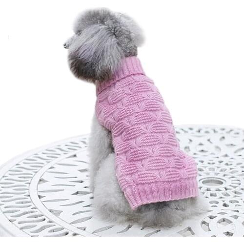Knitted Puppy Dog Sweater Dog Clothes for Small Dogs Turtleneck Cat Crochet Jumper Coat Winter Warm Teddy Pullover Dackel Outfit