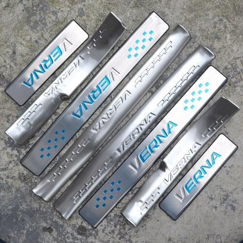 High quality stainless steel inside external Scuff Plate/Door Sill Protector Sticker For 2010-2016 Hyundai VERNA(8pc)