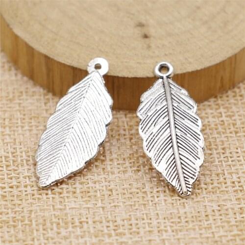 WYSIWYG 20pcs 31x12mm 2 Colors Antique Silver Color Antique Bronze Plated Leaf Pendant Leaf Pendants DIY For Jewelry Making