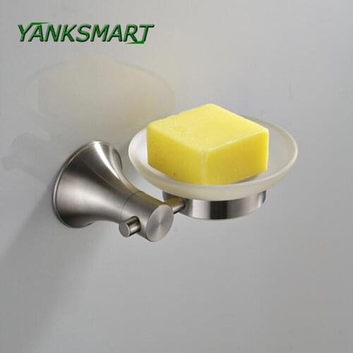 YANKSMART Stainless Steel Kitchen Bathroom Brushed Nickel Swivel Wall Mounted Soap Storage Dishes With Nails