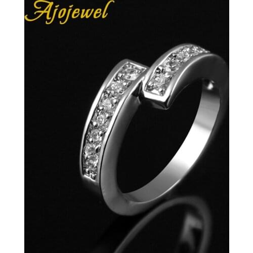 Ajojewel Transparent Cubic Zircon Ring Size 8 For Women Wholesale Bague Bijoux