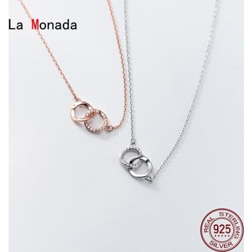 La Monada Silver Chain Necklace For Women Circle Interlock Fashion Minimalist Silver 925 Jewelry On The Neck Womens Necklaces