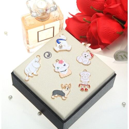 10pcs/lot Cartoon Series cute wind corgi hippo Pendants Animal Enamel Charms for DIY Earring Jewelry Handmade Finding XL740
