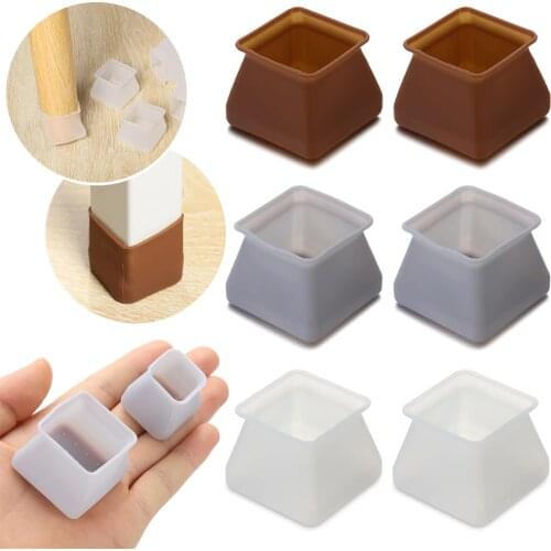 10Pcs New Hot Silicone Chair Leg Caps Square White Brown Color Table Cover Feet Pads Floor Protectors Furniture Legs Decor Parts