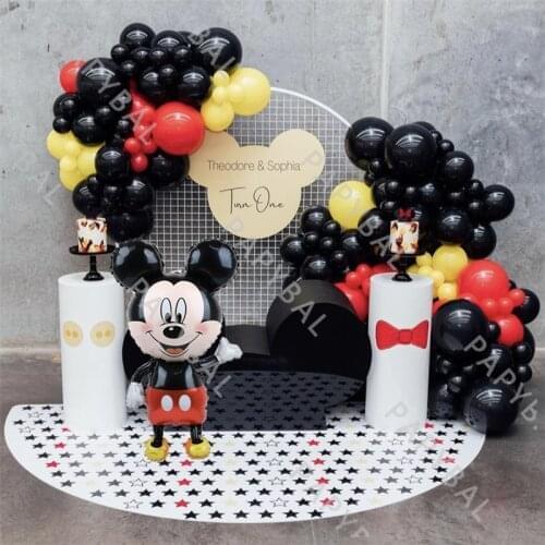 118Pcs Disney Mickey Aluminum Foil Balloon Black Red Latex Balloon Set Kids Birthday Baby Shower Party Decoration Globos