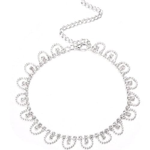 12 Pieces/Lot Summer Beach Silver Color Crystal Foot Jewelry Leg Bracelet Rhinestone Drop Charm Anklet For Women Ankle Chain