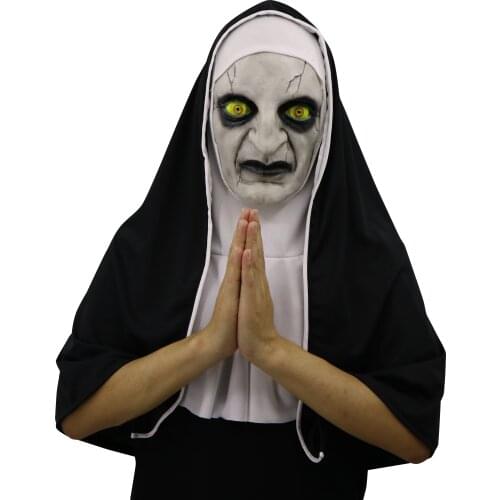 2019 The Nun Horror Mask The Conjuring Valak Cosplay Mask Full Head Horror Scary Halloween Party Props